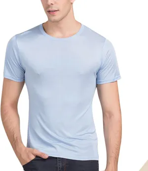 Men's Silk Shirt Soft Breathable Sport T-Shirt Underwear Slim Short/Long Sleeve Tops