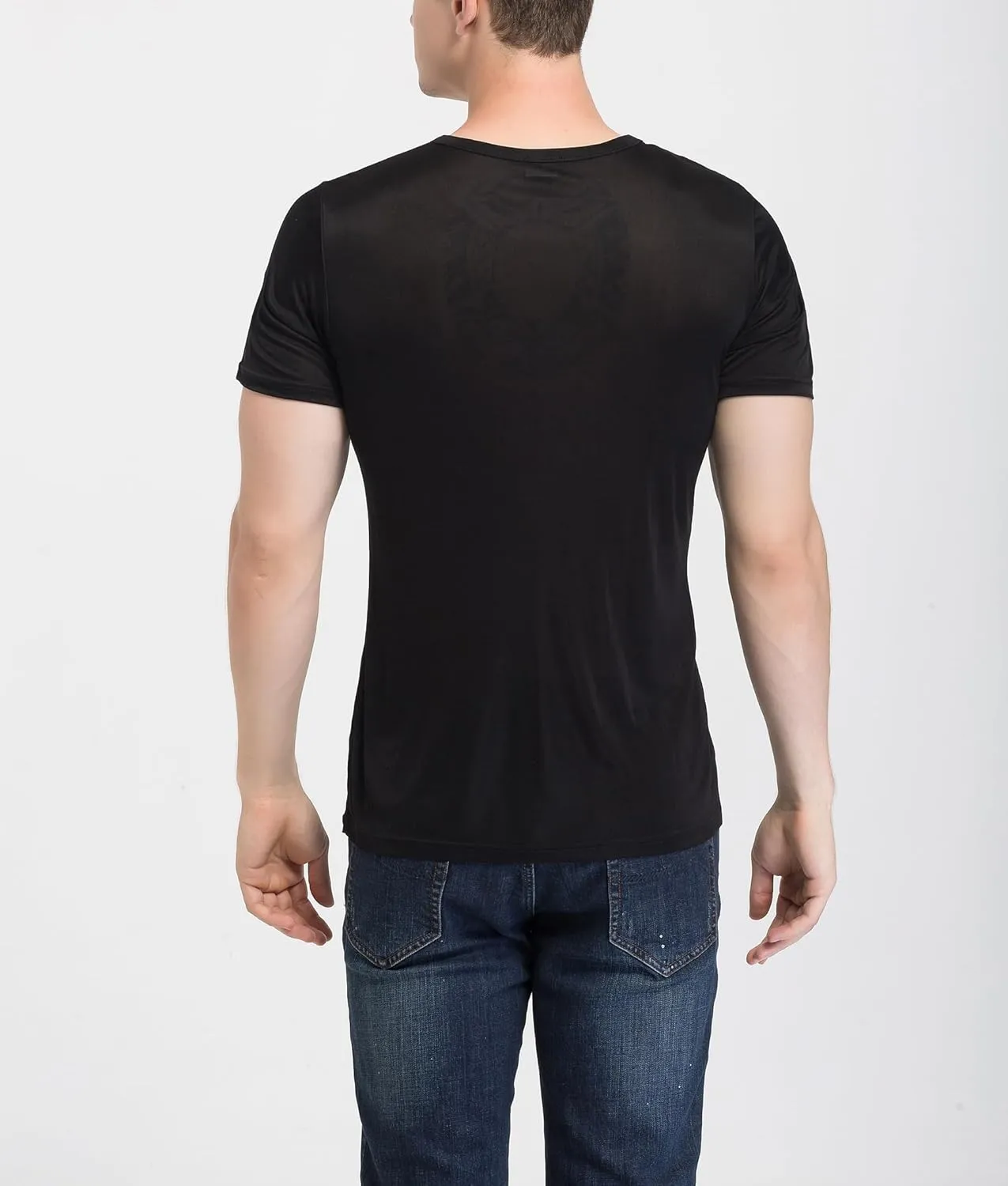 Men's Silk Shirt Soft Breathable Sport T-Shirt Underwear Slim Short/Long Sleeve Tops