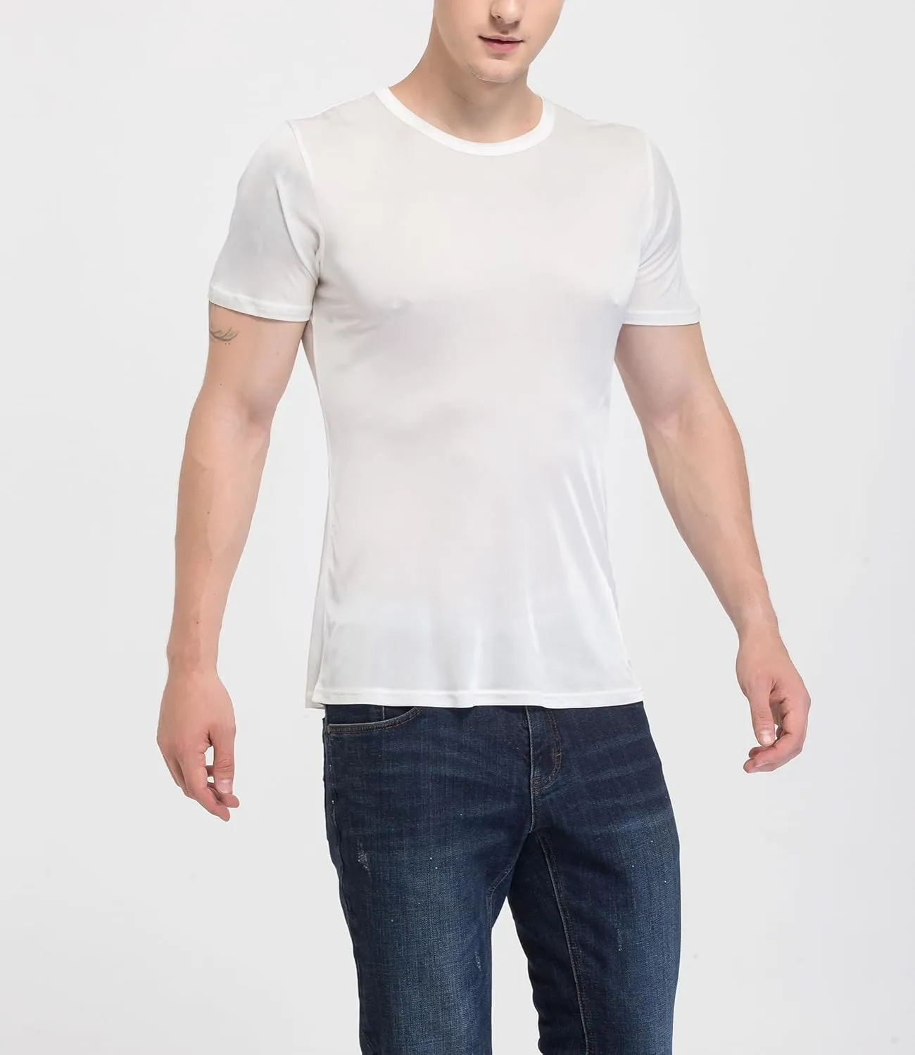 Men's Silk Shirt Soft Breathable Sport T-Shirt Underwear Slim Short/Long Sleeve Tops