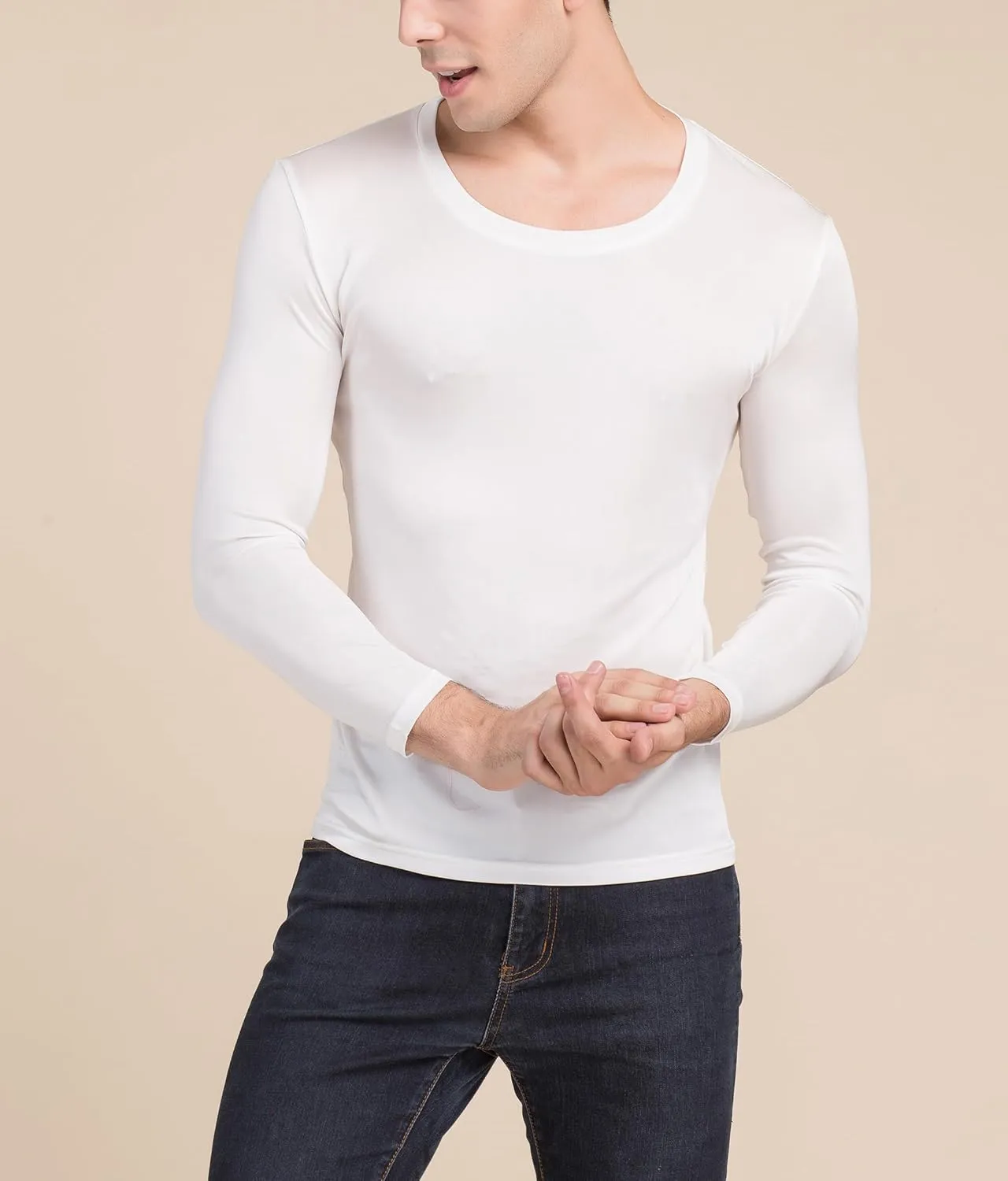 Men's Silk Shirt Soft Breathable Sport T-Shirt Underwear Slim Short/Long Sleeve Tops