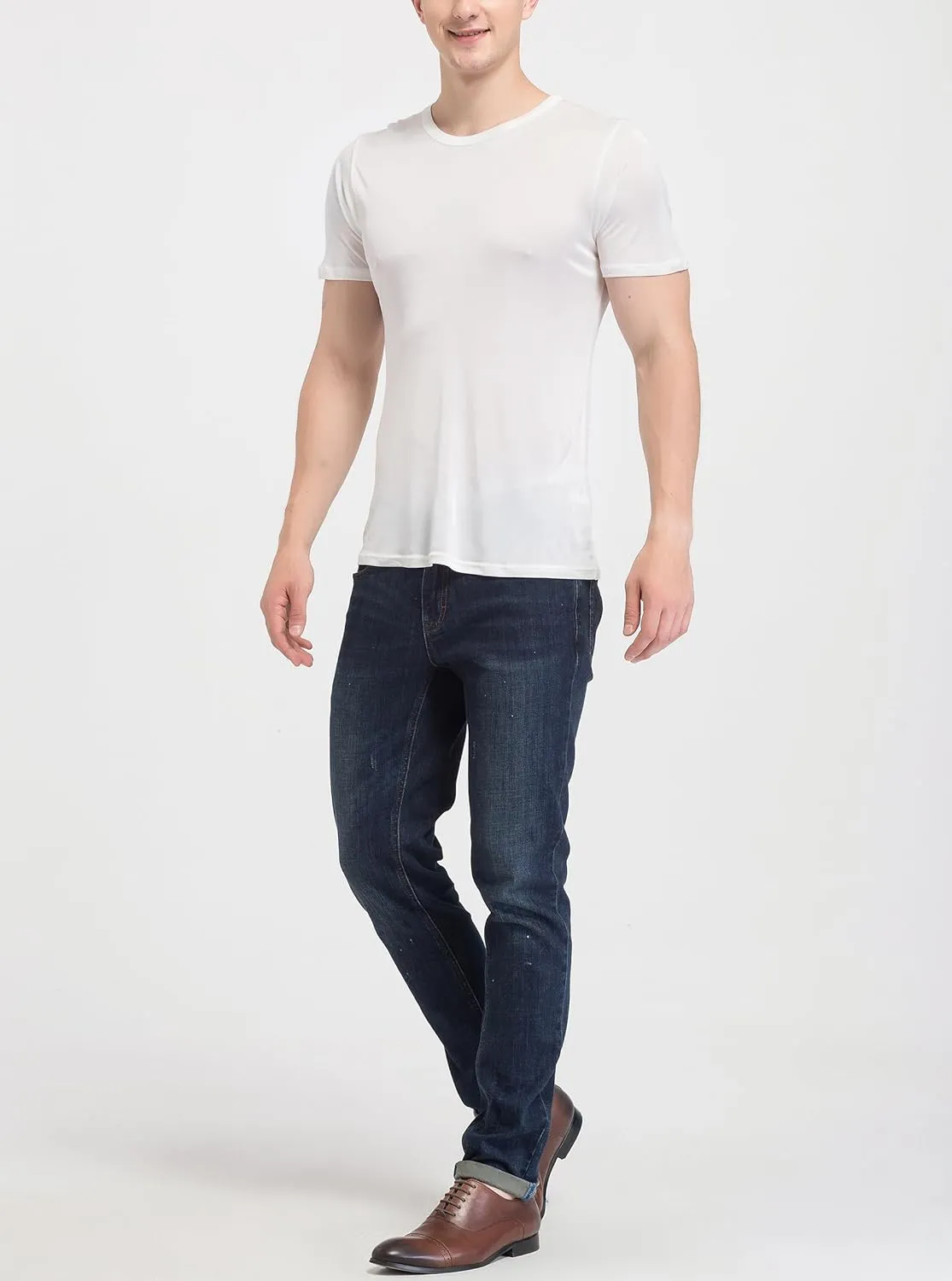 Men's Silk Shirt Soft Breathable Sport T-Shirt Underwear Slim Short/Long Sleeve Tops