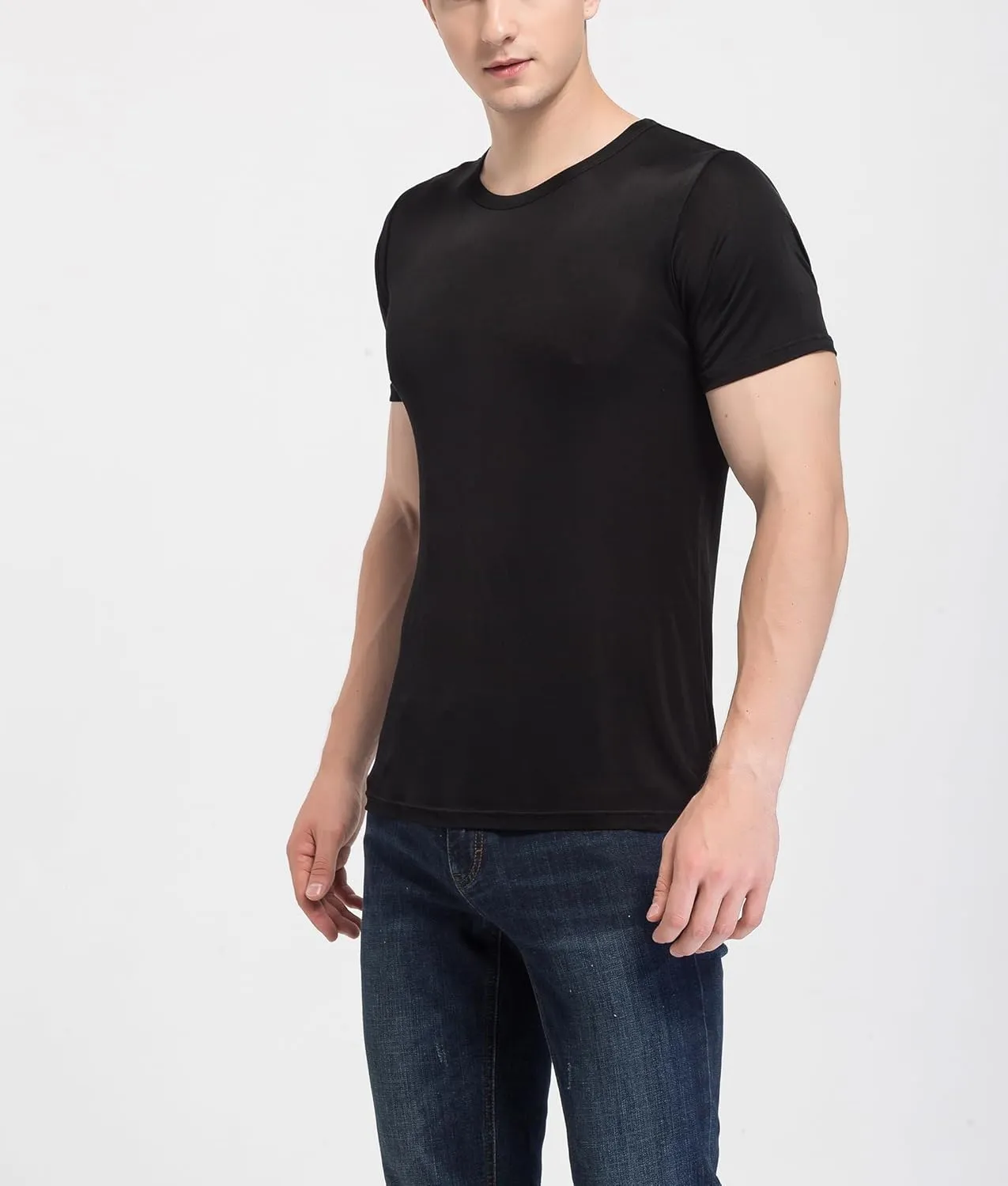 Men's Silk Shirt Soft Breathable Sport T-Shirt Underwear Slim Short/Long Sleeve Tops