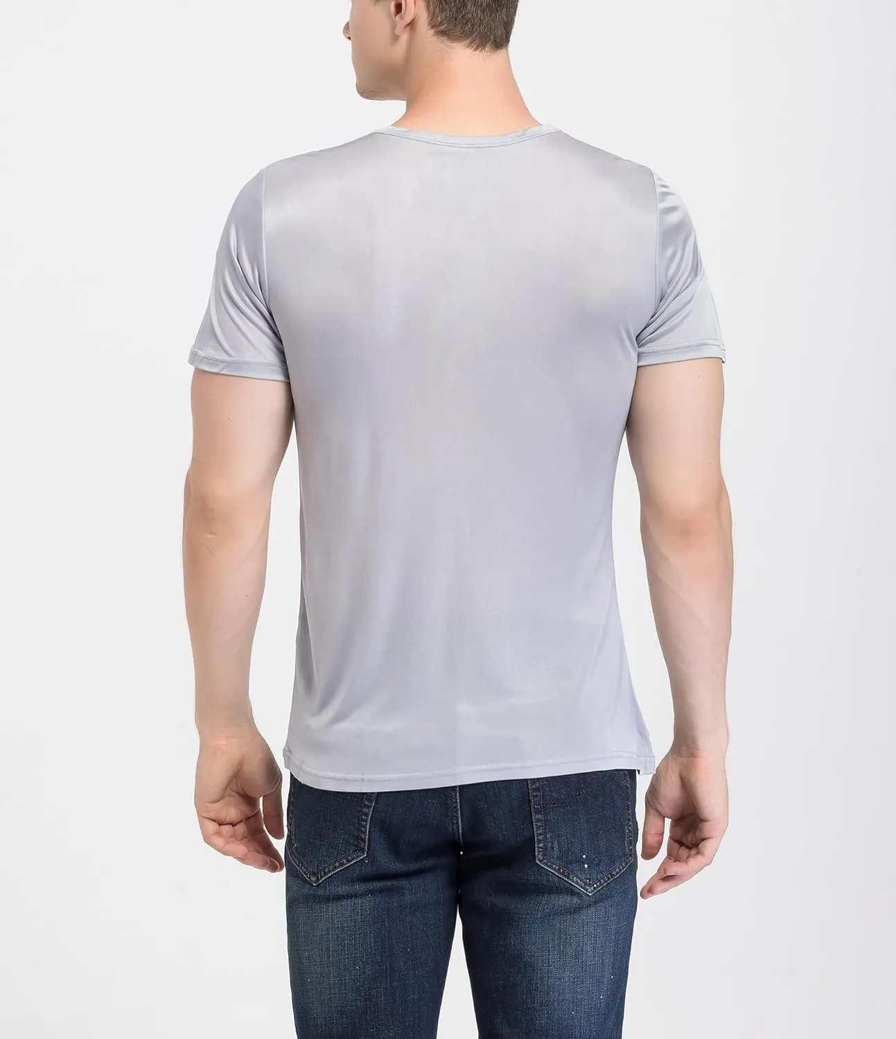 Men's Silk Shirt Soft Breathable Sport T-Shirt Underwear Slim Short/Long Sleeve Tops
