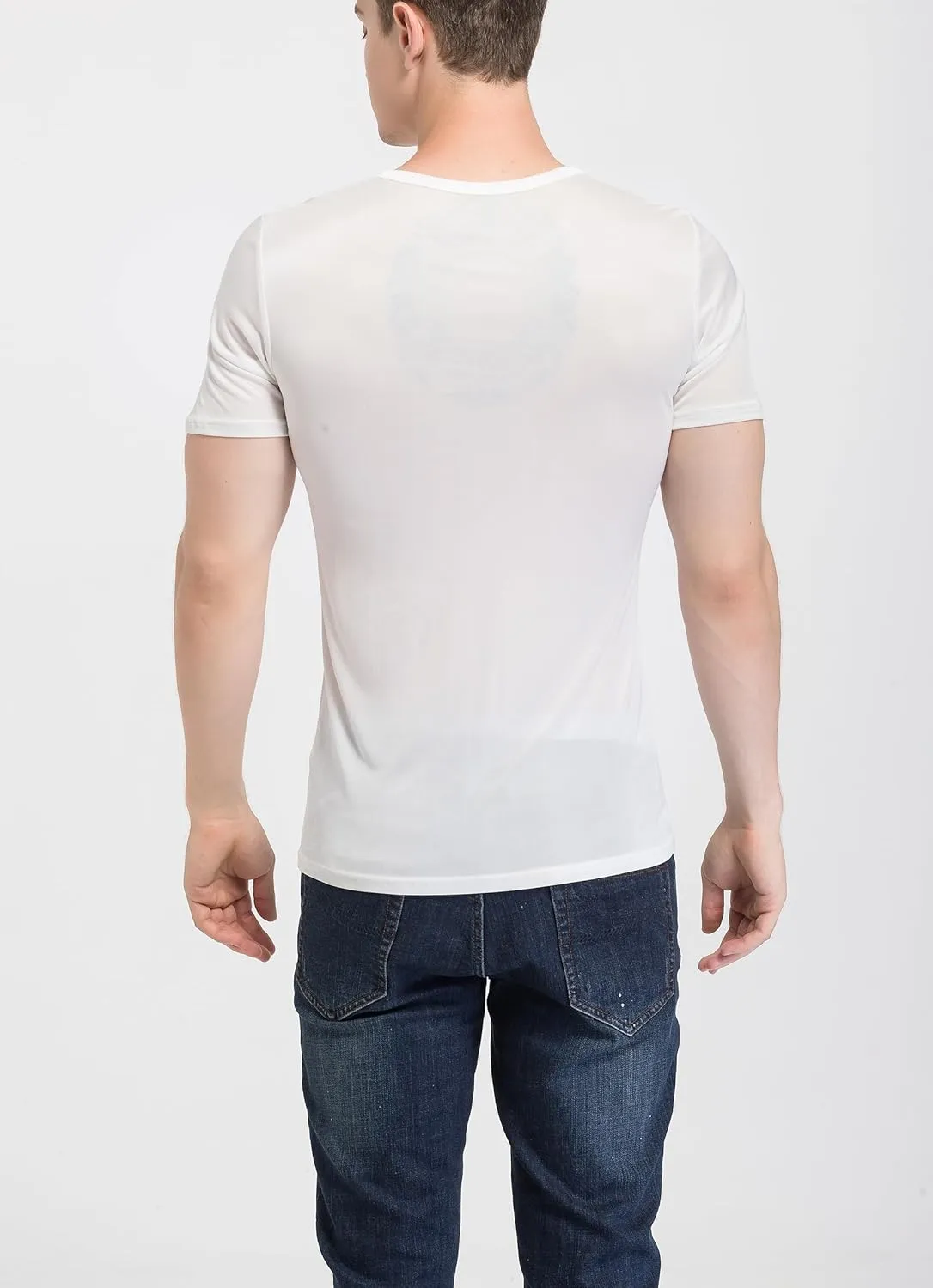 Men's Silk Shirt Soft Breathable Sport T-Shirt Underwear Slim Short/Long Sleeve Tops