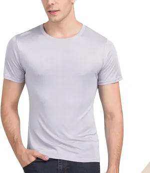 Men's Silk Shirt Soft Breathable Sport T-Shirt Underwear Slim Short/Long Sleeve Tops
