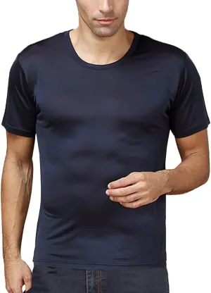 Men's Silk Shirt Soft Breathable Sport T-Shirt Underwear Slim Short/Long Sleeve Tops