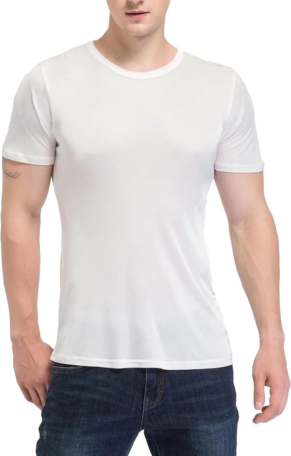 Men's Silk Shirt Soft Breathable Sport T-Shirt Underwear Slim Short/Long Sleeve Tops