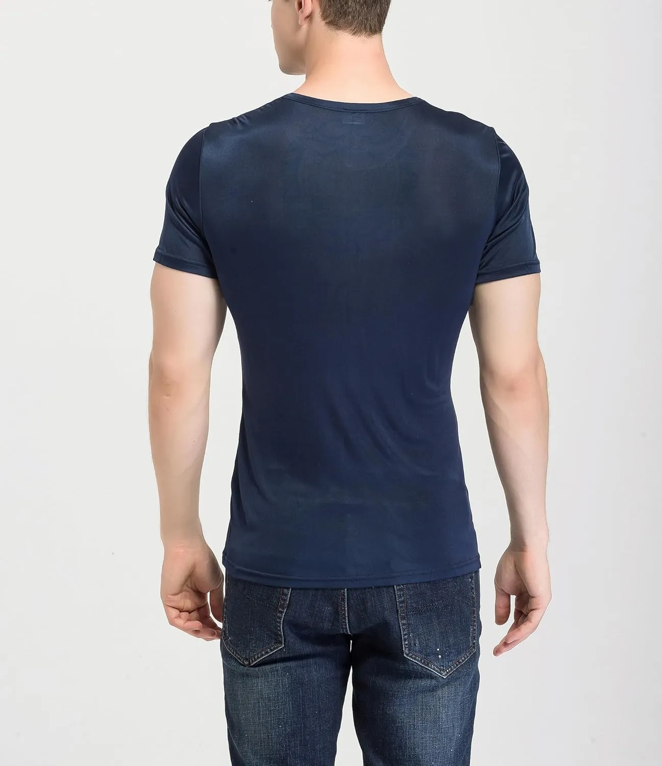 Men's Silk Shirt Soft Breathable Sport T-Shirt Underwear Slim Short/Long Sleeve Tops