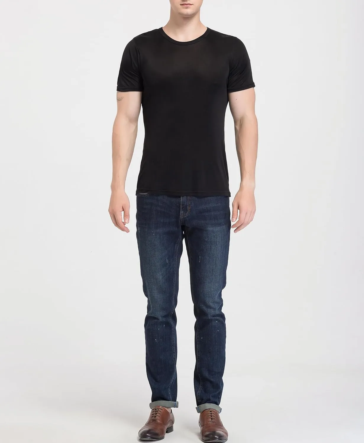 Men's Silk Shirt Soft Breathable Sport T-Shirt Underwear Slim Short/Long Sleeve Tops