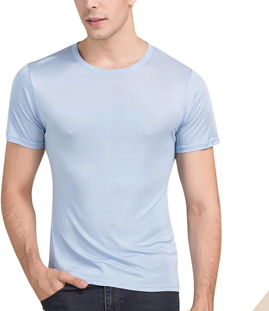 Men's Silk Shirt Soft Breathable Sport T-Shirt Underwear Slim Short/Long Sleeve Tops