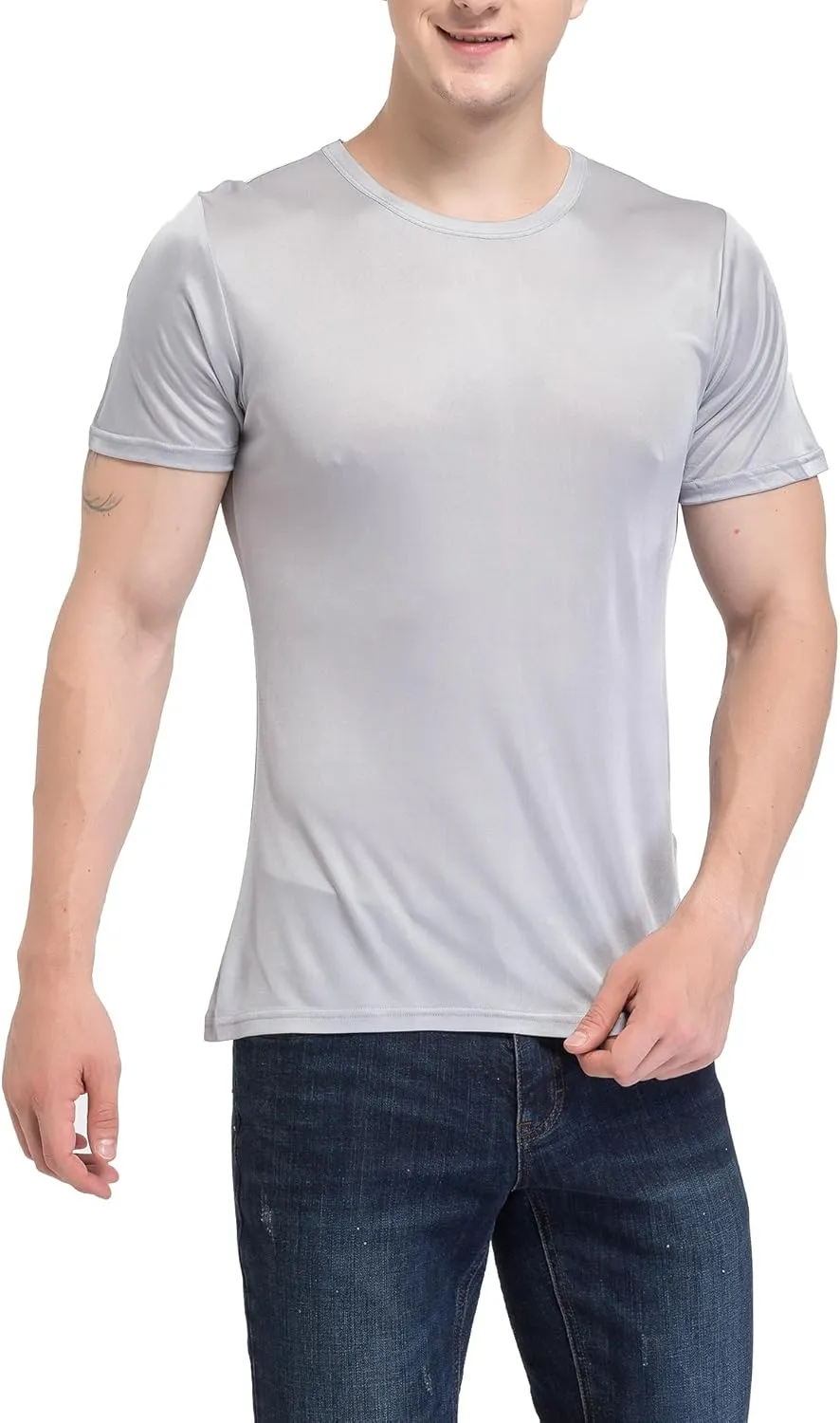 Men's Silk Shirt Soft Breathable Sport T-Shirt Underwear Slim Short/Long Sleeve Tops