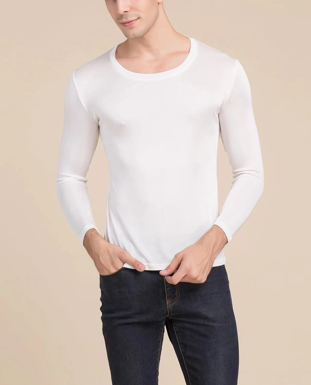 Men's Silk Shirt Soft Breathable Sport T-Shirt Underwear Slim Short/Long Sleeve Tops