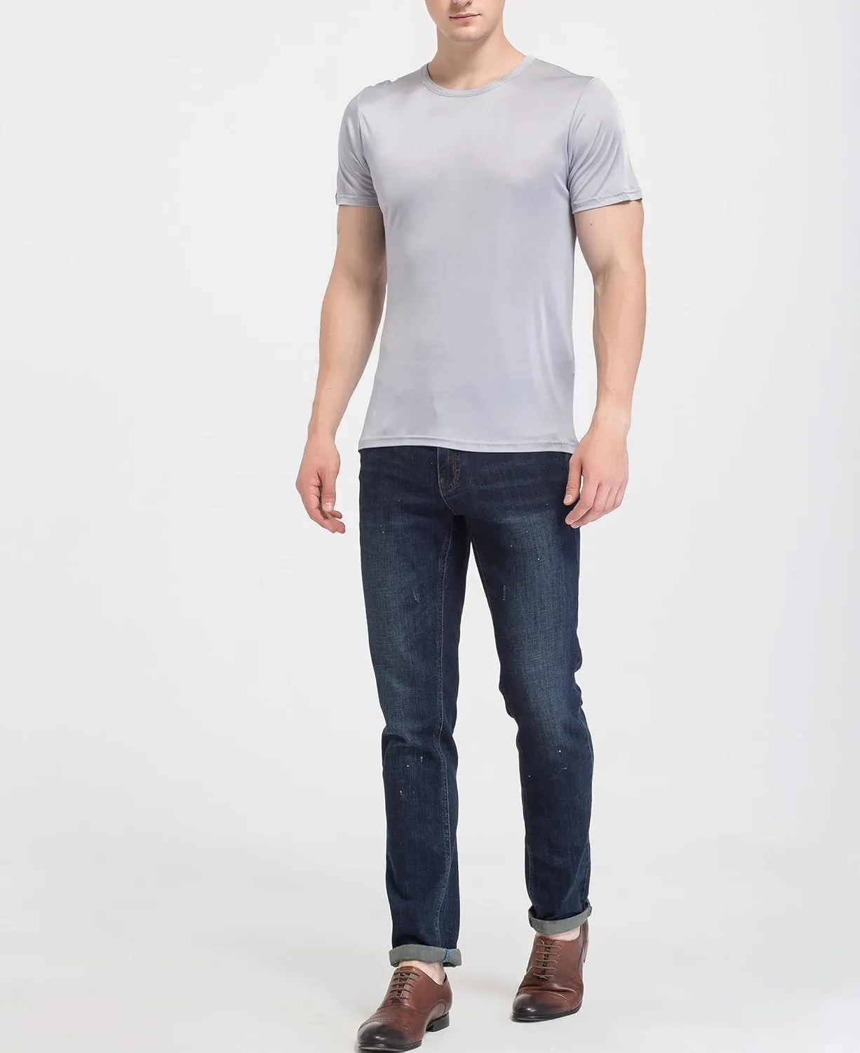 Men's Silk Shirt Soft Breathable Sport T-Shirt Underwear Slim Short/Long Sleeve Tops