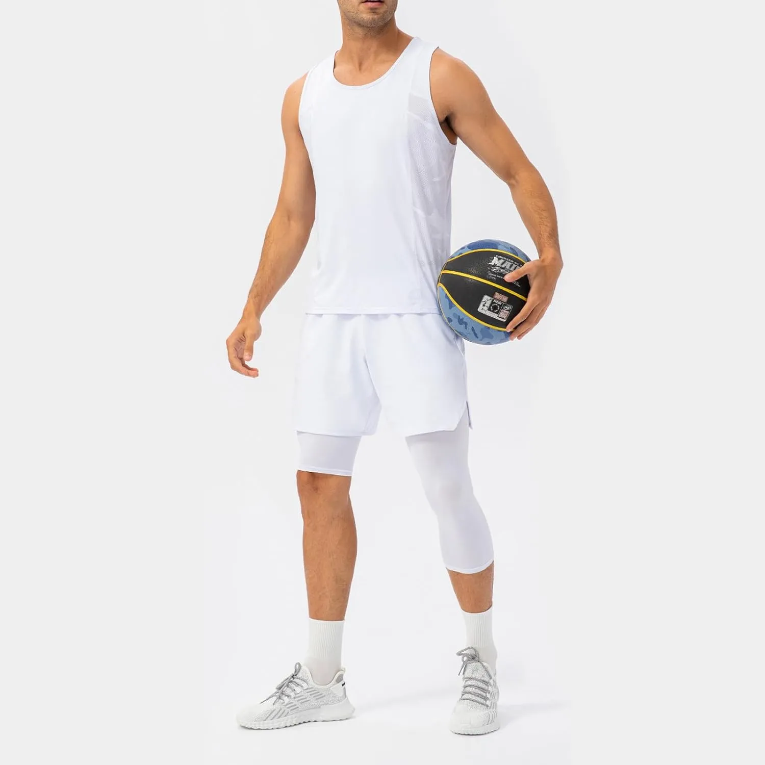 Men's Solid Color Gym Vest Sleeveless Round Neck Quick Dry Training Gym Shirt T-Shirt