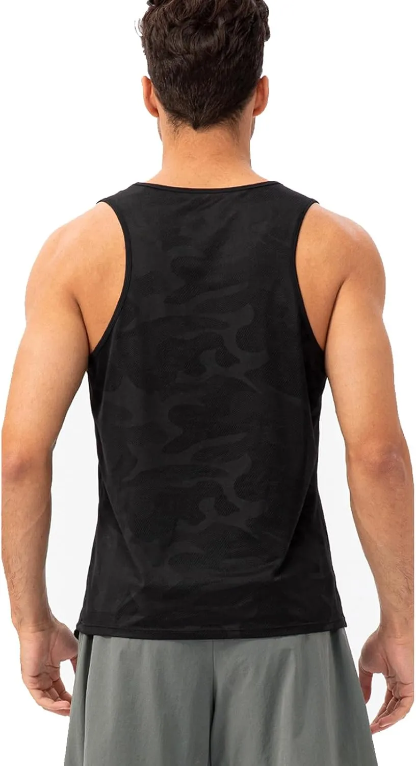 Men's Solid Color Gym Vest Sleeveless Round Neck Quick Dry Training Gym Shirt T-Shirt