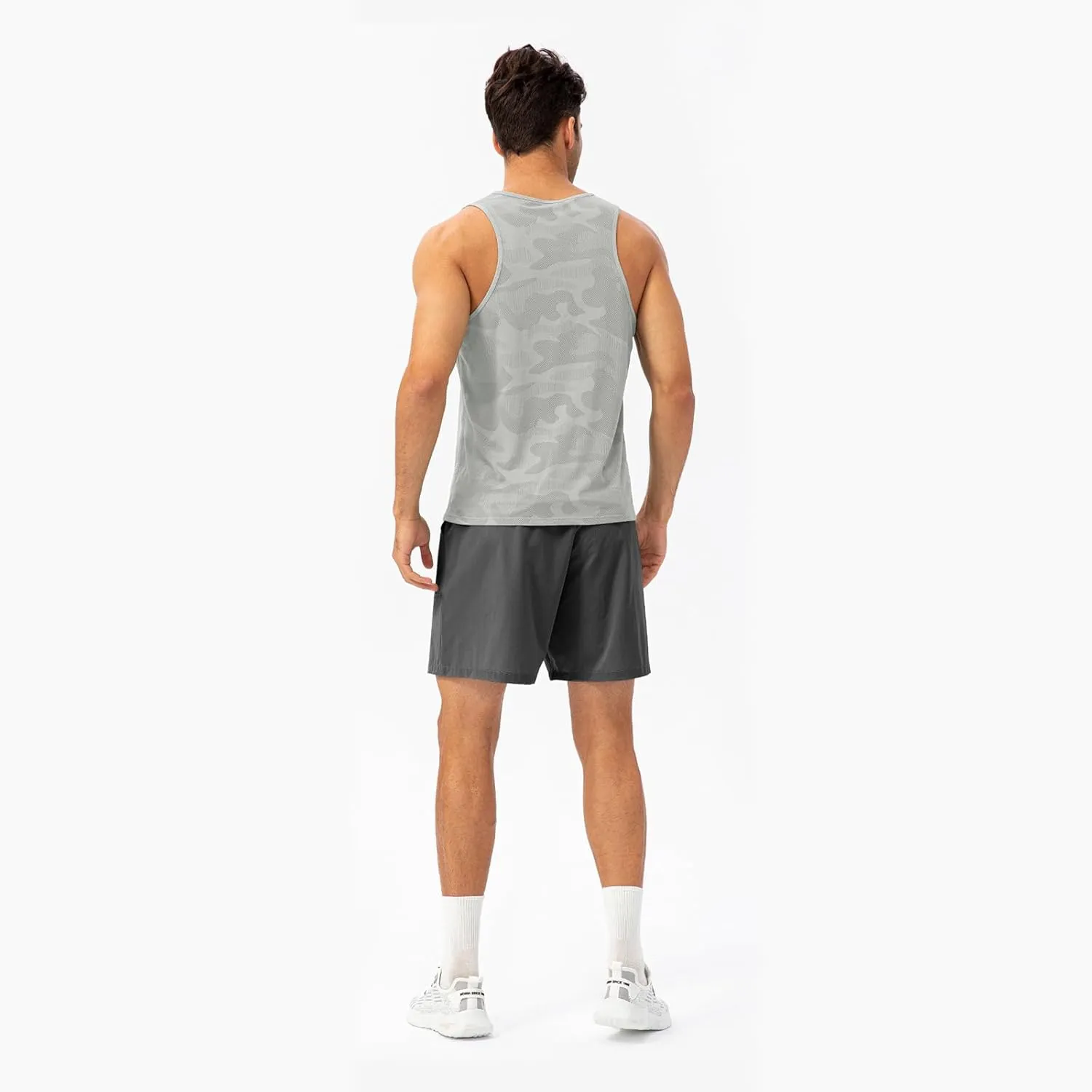 Men's Solid Color Gym Vest Sleeveless Round Neck Quick Dry Training Gym Shirt T-Shirt