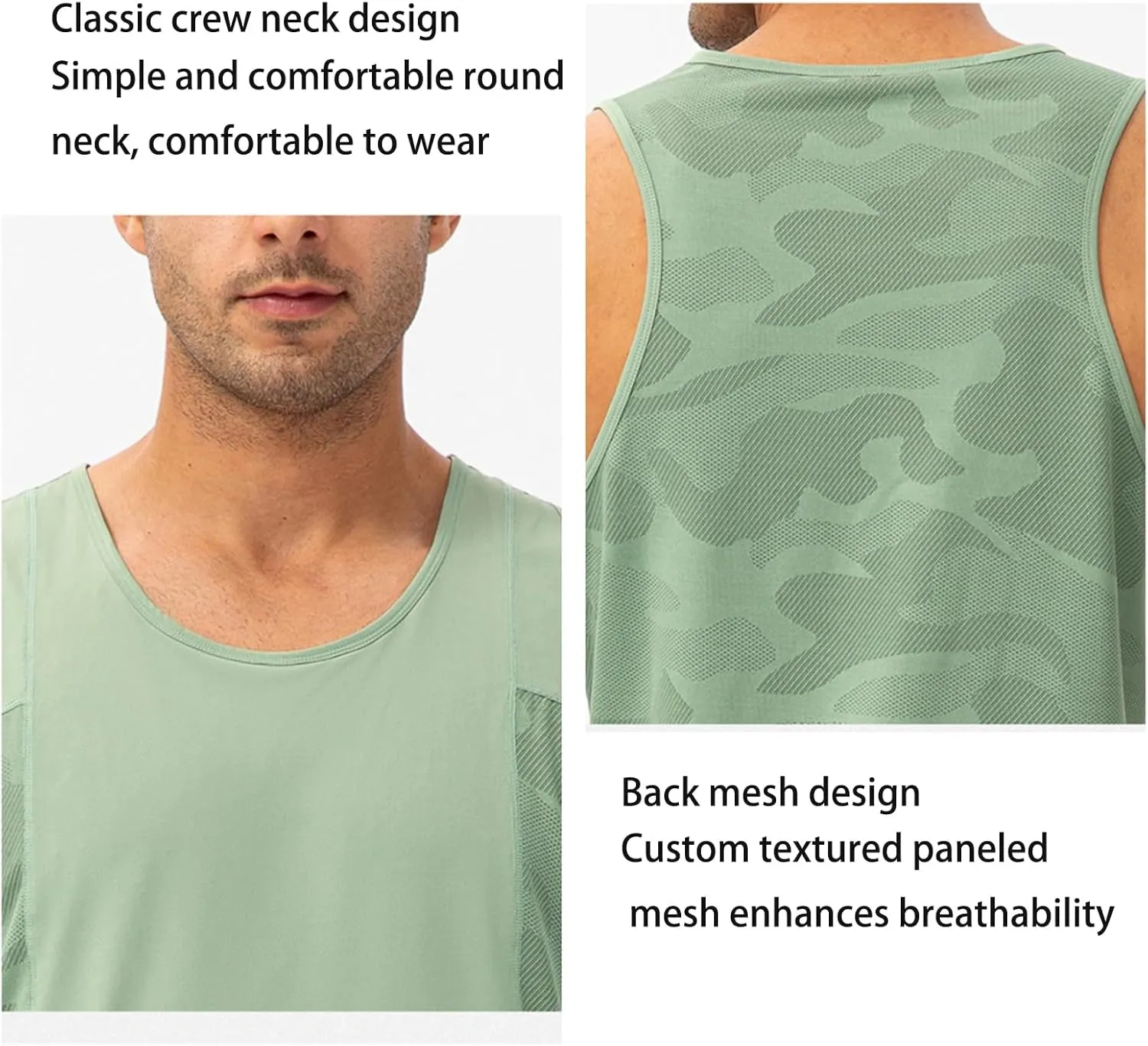 Men's Solid Color Gym Vest Sleeveless Round Neck Quick Dry Training Gym Shirt T-Shirt