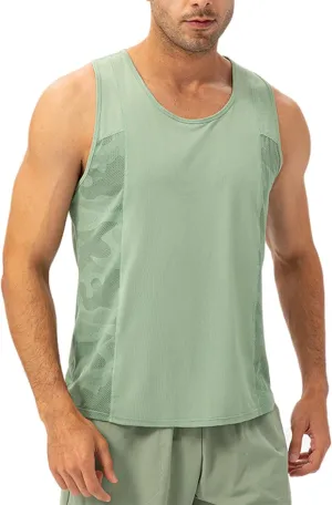 Men's Solid Color Gym Vest Sleeveless Round Neck Quick Dry Training Gym Shirt T-Shirt
