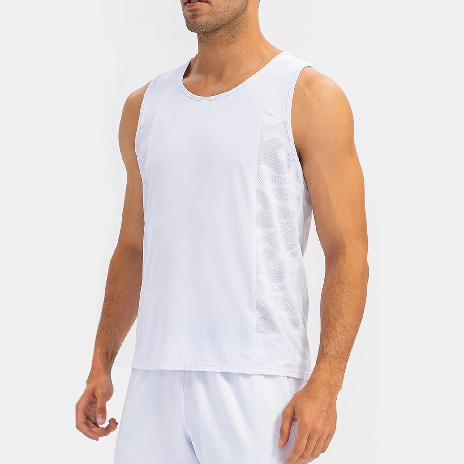 Men's Solid Color Gym Vest Sleeveless Round Neck Quick Dry Training Gym Shirt T-Shirt