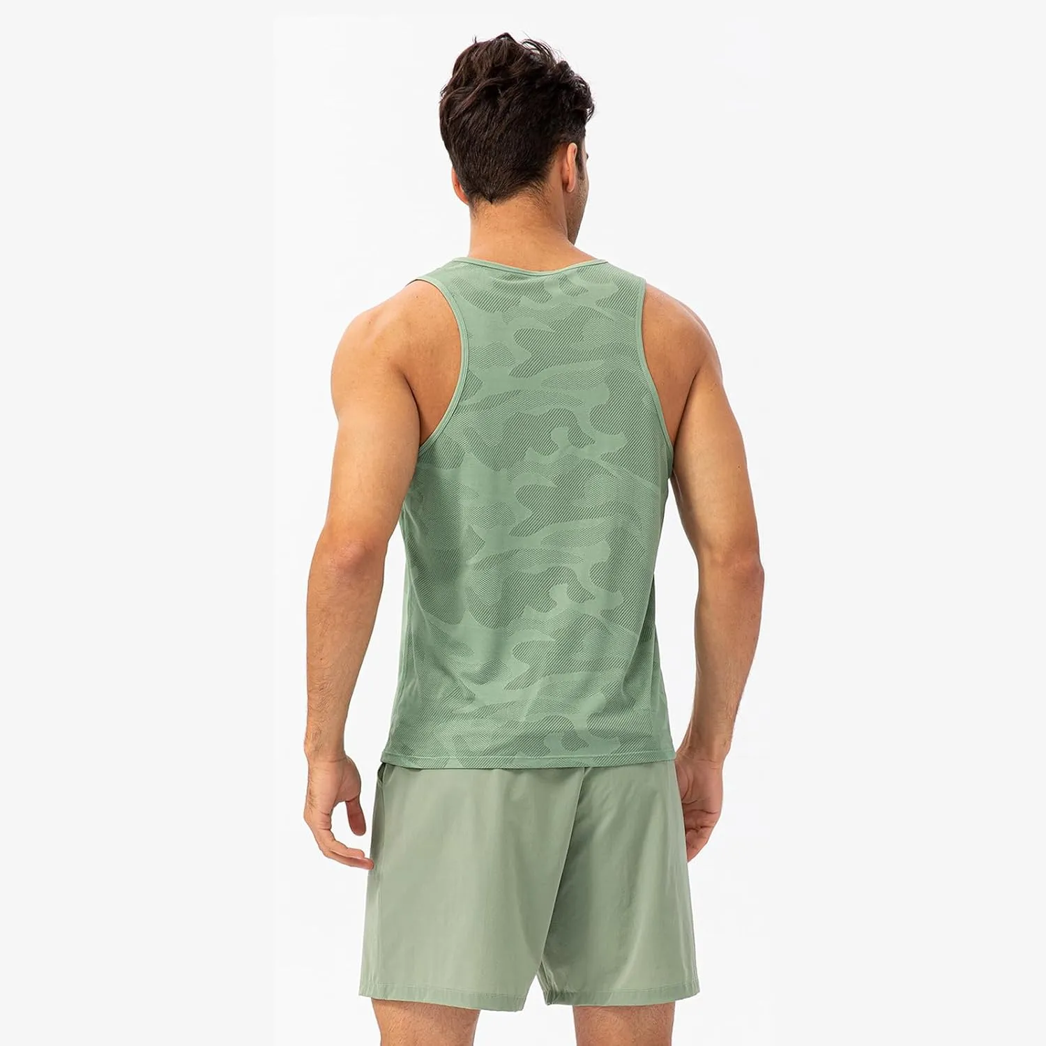 Men's Solid Color Gym Vest Sleeveless Round Neck Quick Dry Training Gym Shirt T-Shirt