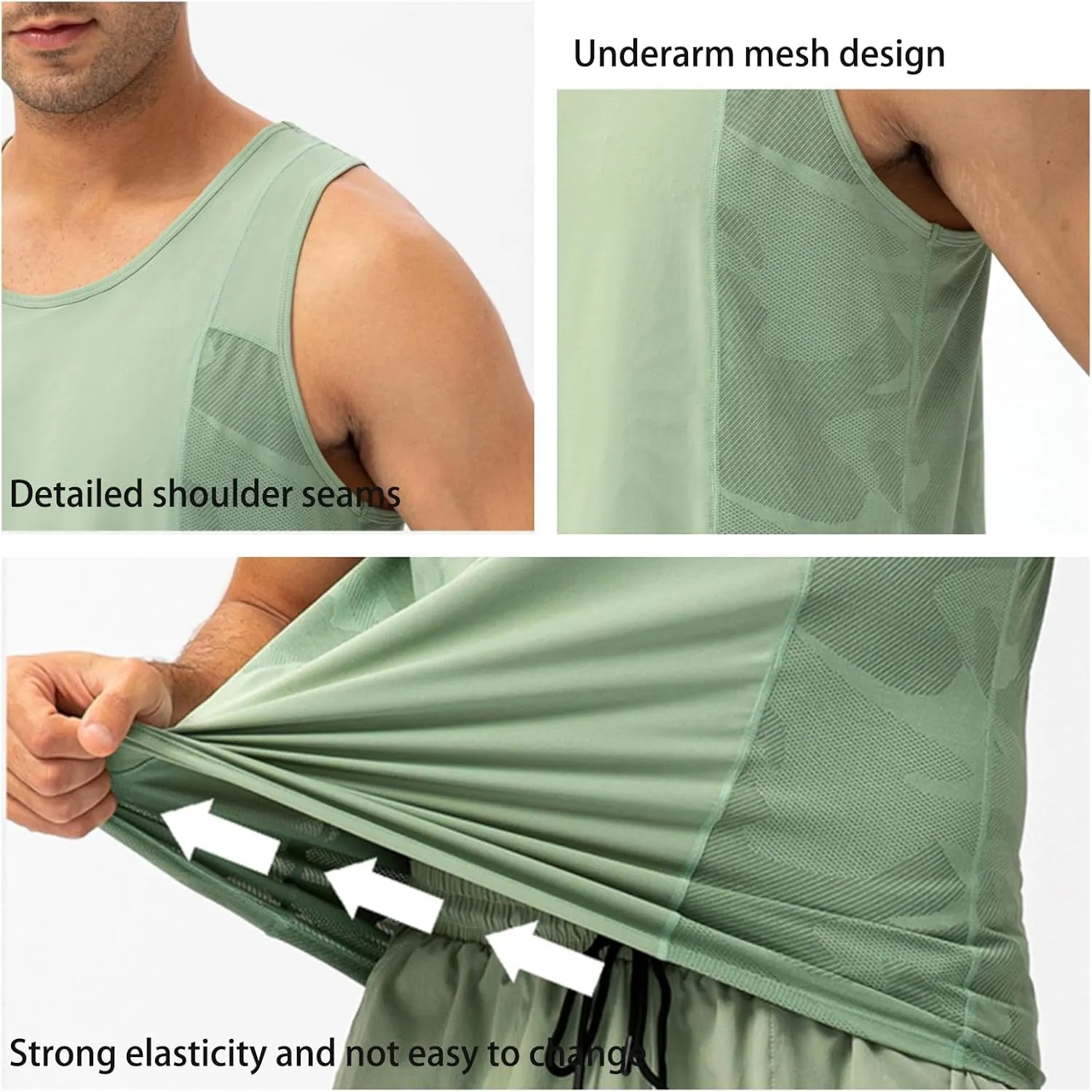 Men's Solid Color Gym Vest Sleeveless Round Neck Quick Dry Training Gym Shirt T-Shirt
