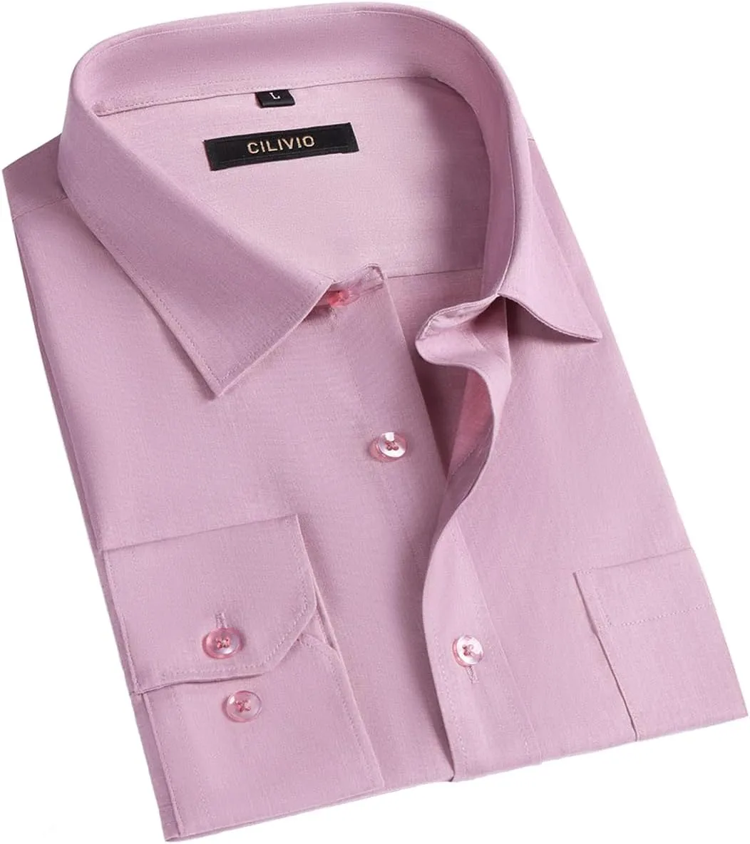 Men's Stretch Wrinkle Resistant Dress Shirt Long Sleeve Button up Business Casual Shirt Regular Fit