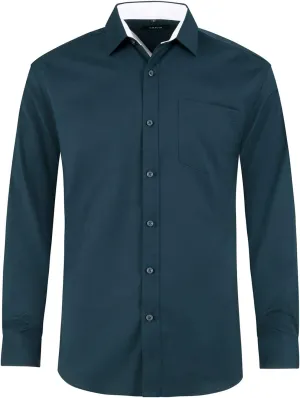 Men's Stretch Wrinkle Resistant Dress Shirt Long Sleeve Button up Business Casual Shirt Regular Fit