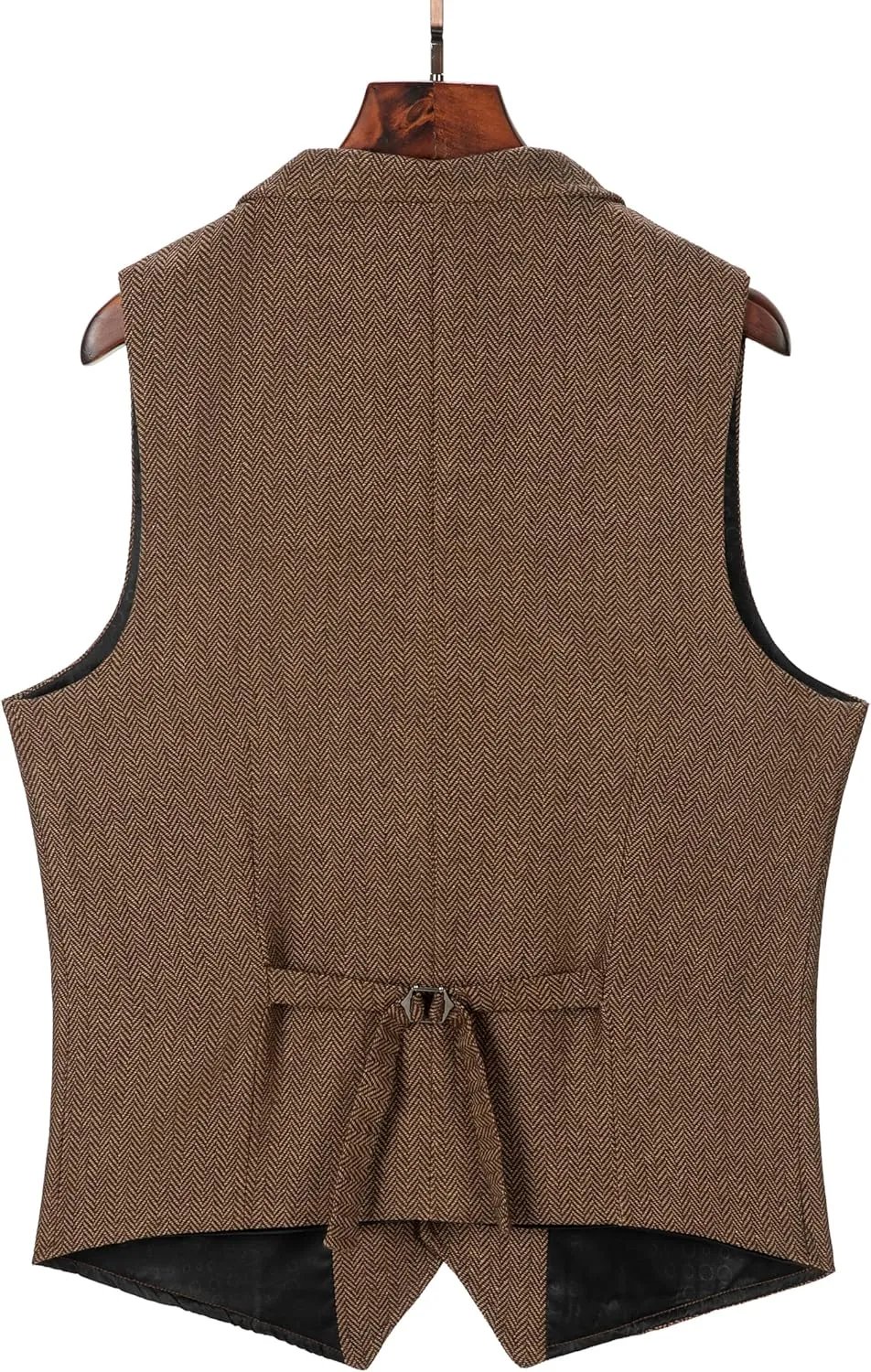 Men's Tweed Suit Notch Lapel Vintage Business Vest Herringbone Wool Prom Waistcoat Groomsmen XS-4XL