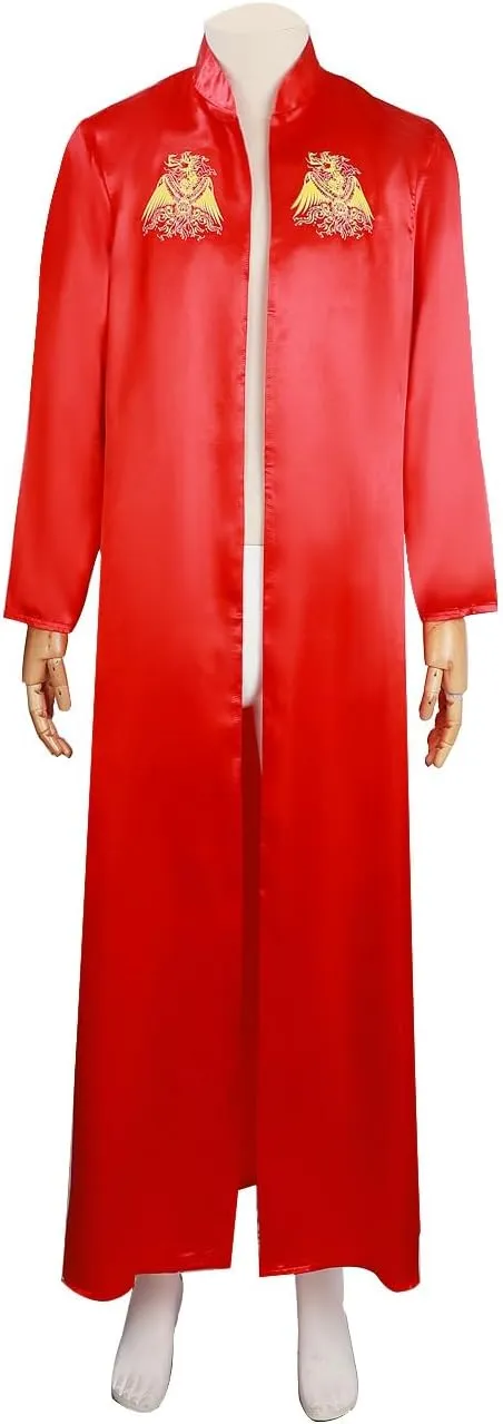 Mens Vampire Dracula Cosplay Costume Red Vampire Uniform Robe Halloween Outfits Red Cloak Headwear Full Set