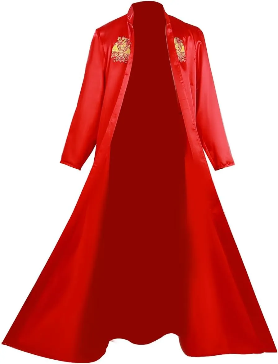 Mens Vampire Dracula Cosplay Costume Red Vampire Uniform Robe Halloween Outfits Red Cloak Headwear Full Set