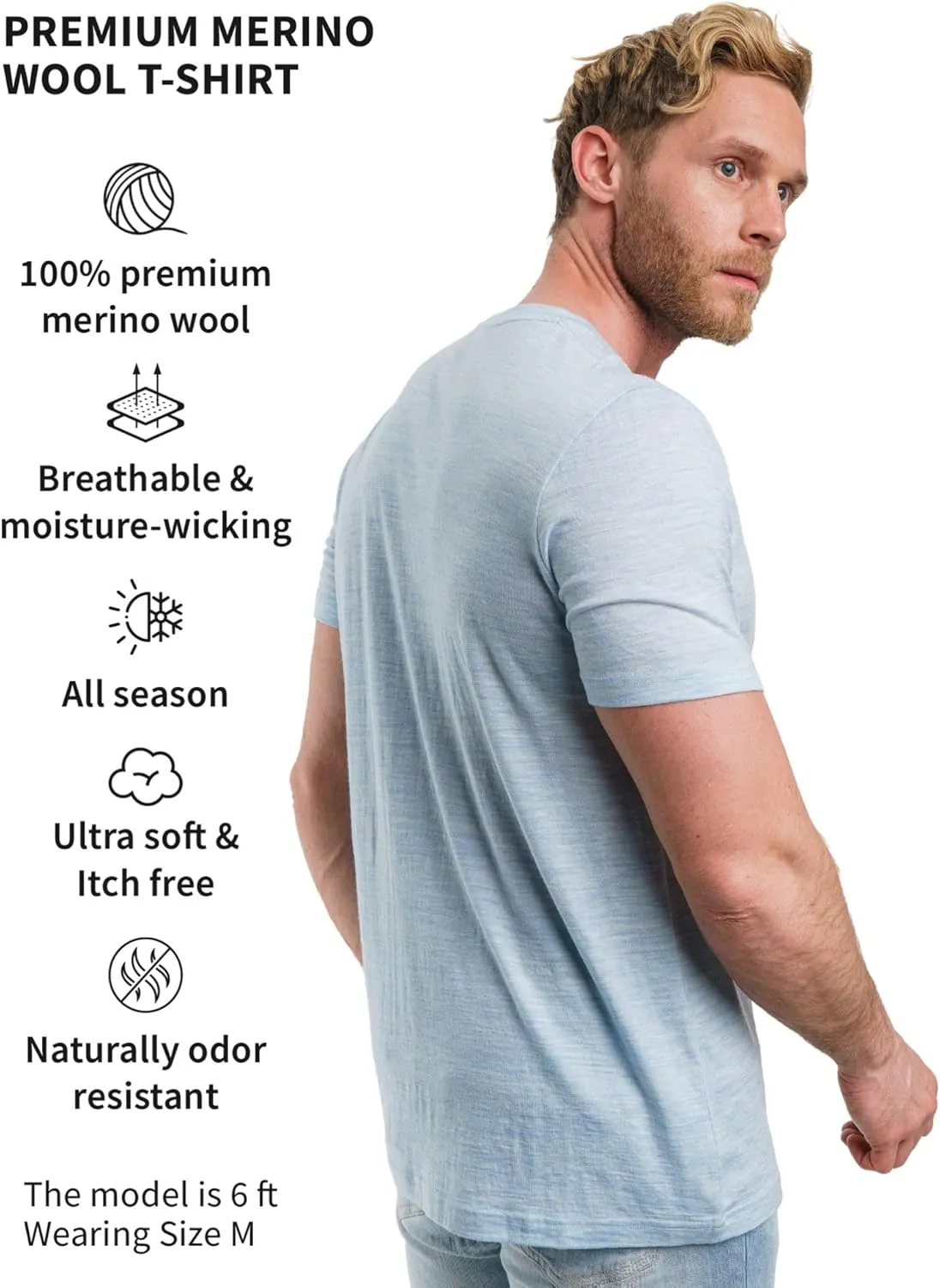 Merino.tech Merino Wool T-Shirt Mens - Merino Wool Undershirt Thermal Shirt Men and Hiking Socks