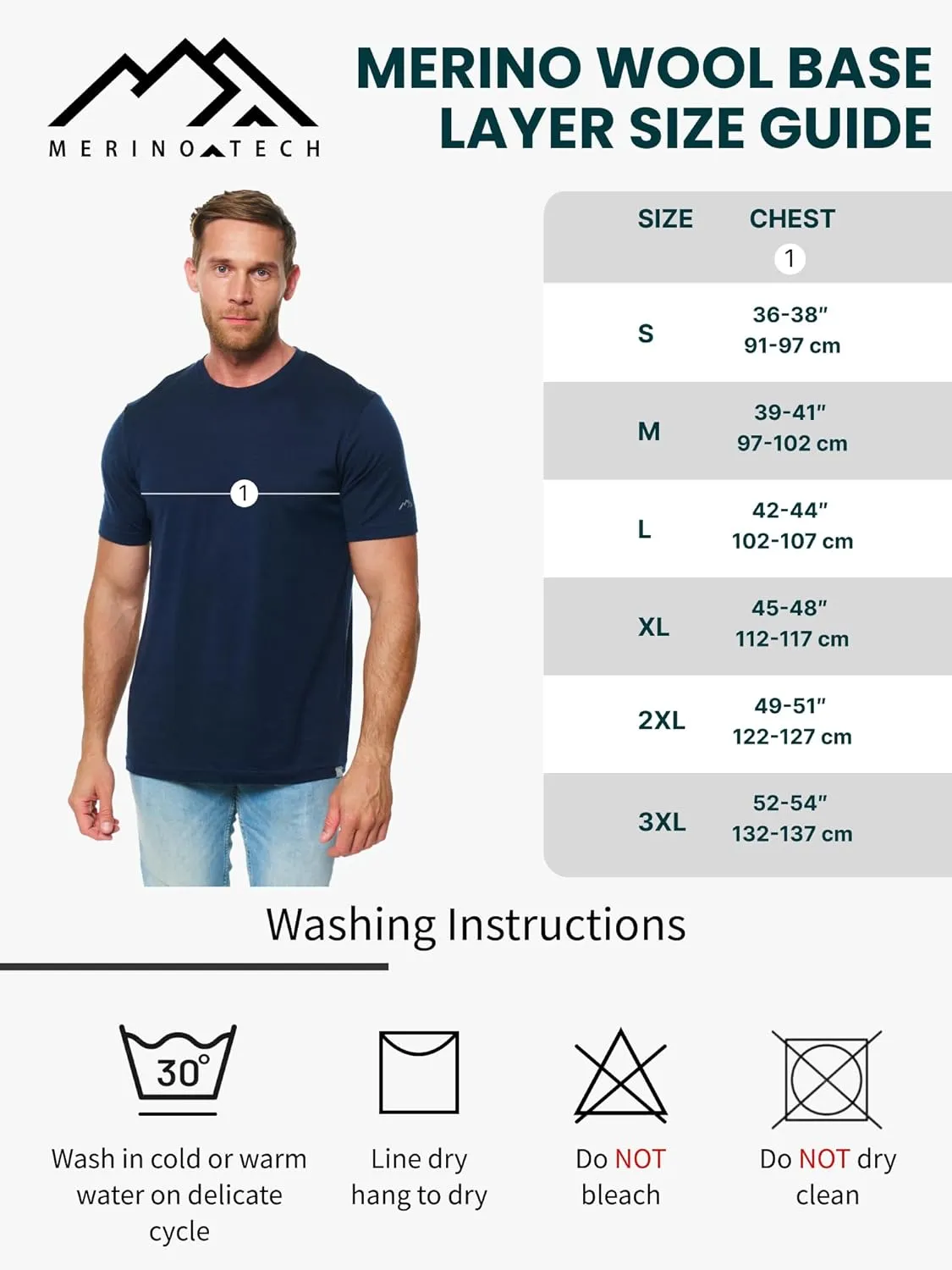 Merino.tech Merino Wool T-Shirt Mens - Merino Wool Undershirt Thermal Shirt Men and Hiking Socks