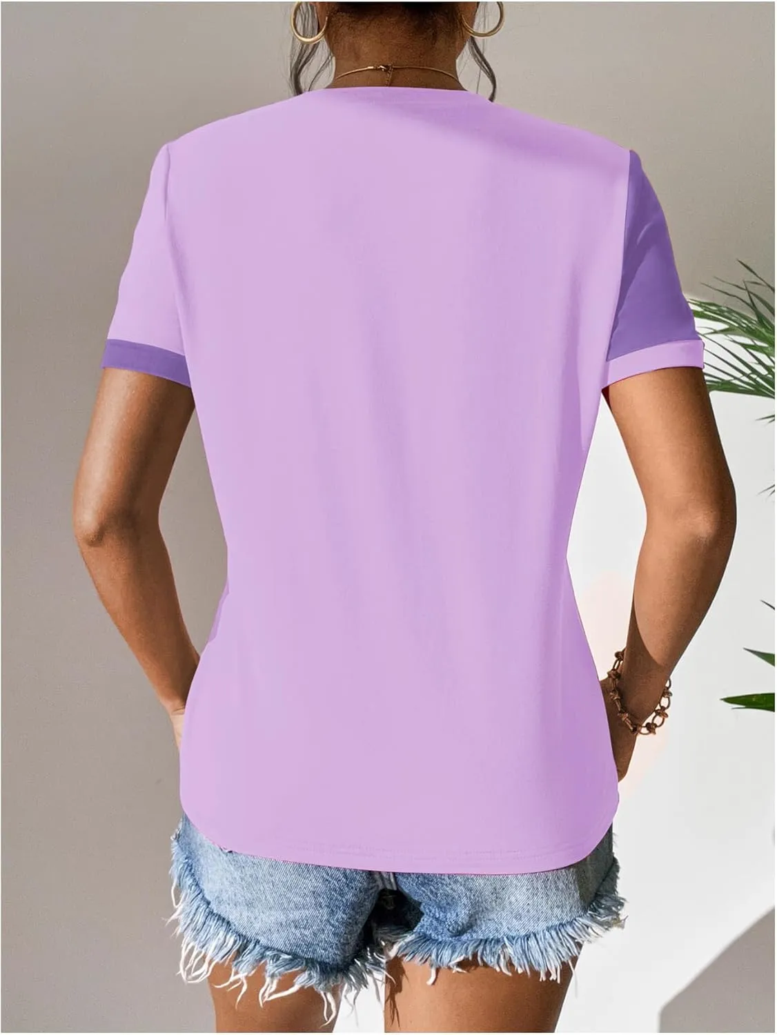 Milumia Women's Casual Color Block Short Sleeve T Shirt Crew Neck Tee T Shirt Tops