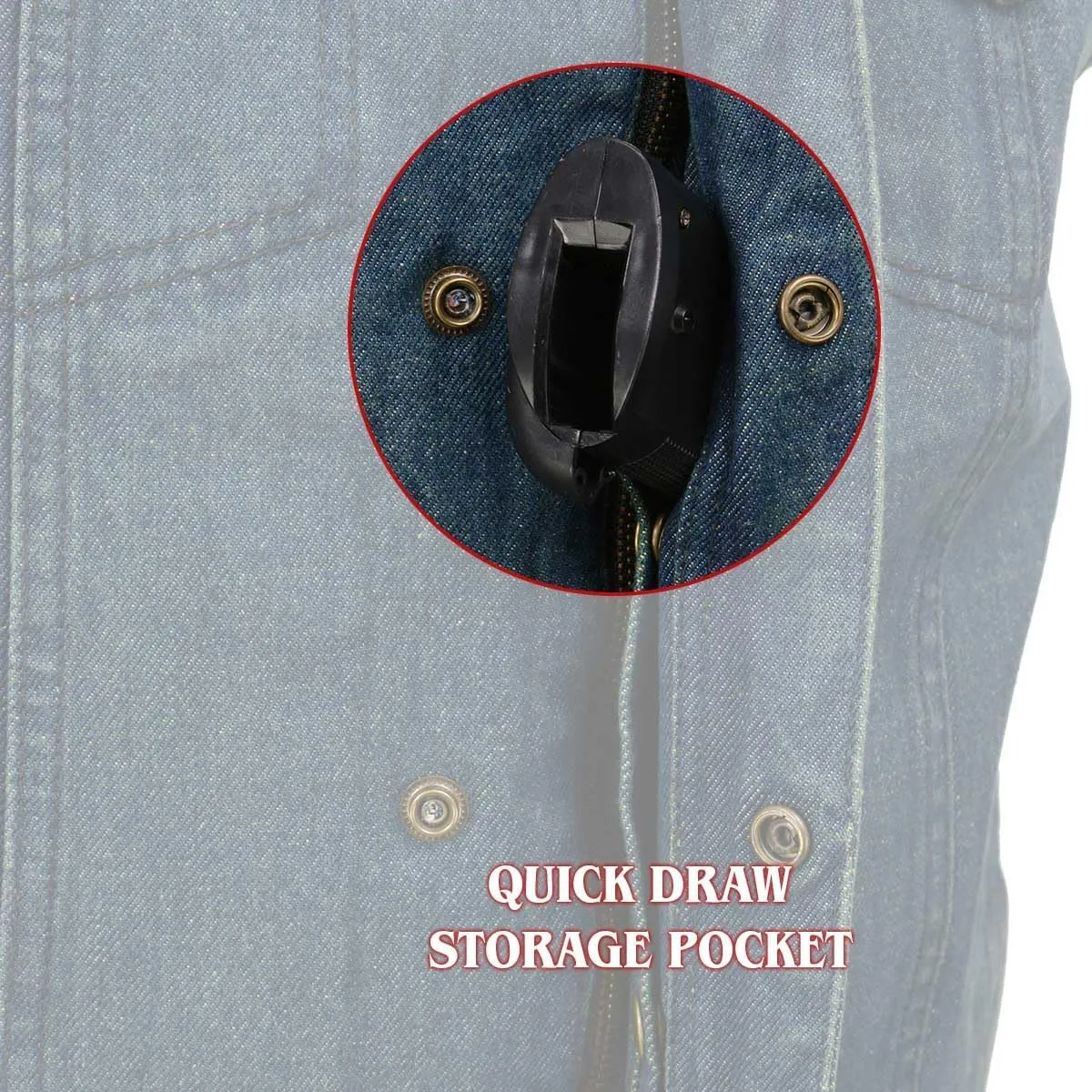Milwaukee Leather MDM3012 Men's 'Brute' Concealed Snap Blue Denim V-Neck Club Style Vest w/Hidden Zipper - XXX-Large