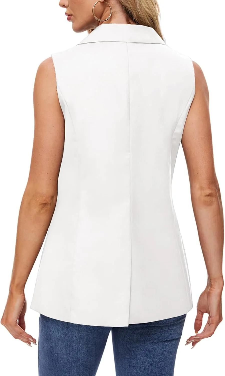 MINTLIMIT Sleeveless Vest Blazer for Women Casual Open Front Cardigan Vest Office Lapel Button Long Blazers with Pockets