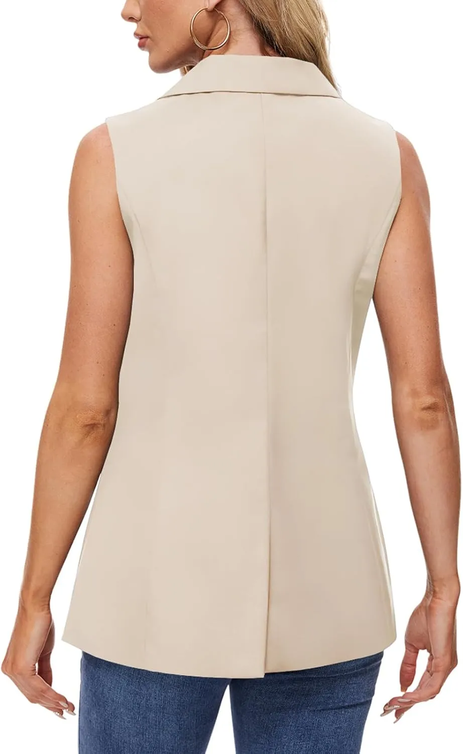 MINTLIMIT Sleeveless Vest Blazer for Women Casual Open Front Cardigan Vest Office Lapel Button Long Blazers with Pockets