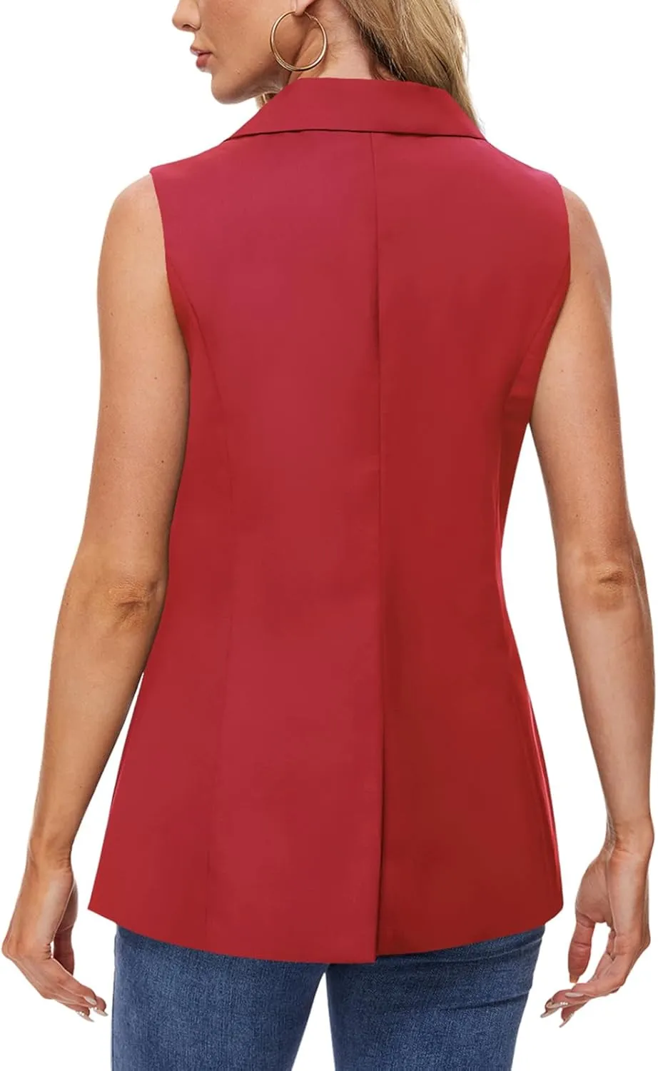MINTLIMIT Sleeveless Vest Blazer for Women Casual Open Front Cardigan Vest Office Lapel Button Long Blazers with Pockets