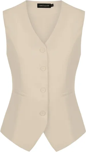 MINTLIMIT Waistcoat Vest for Women Fully Lined Button Down V Neck Formal Dressy Suit Vests with Pockets