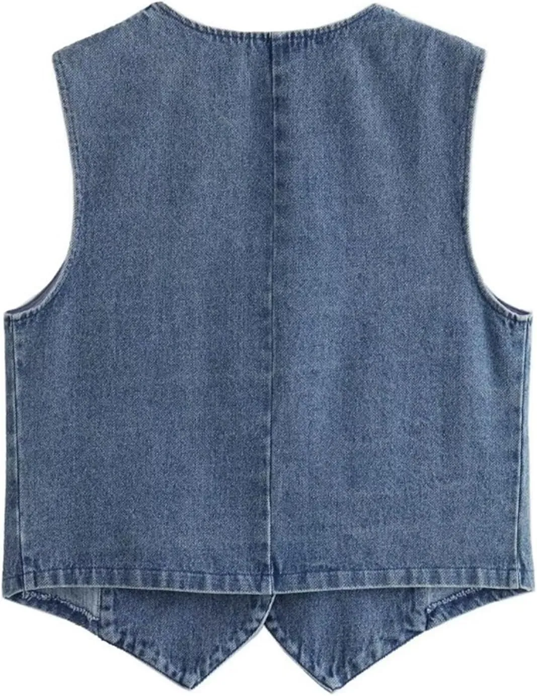 Miqil Women Y2K Button Down Denim Vest Sexy Sleeveless Denim Crop Top Low Cut Strapless Jean Corset Bustier Streetwear