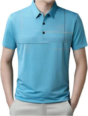Mnjyihy Man Summer Fashion Polo Shirt Casual Short Sleeve Solid Athletic Quick-Dry Golf Shirt