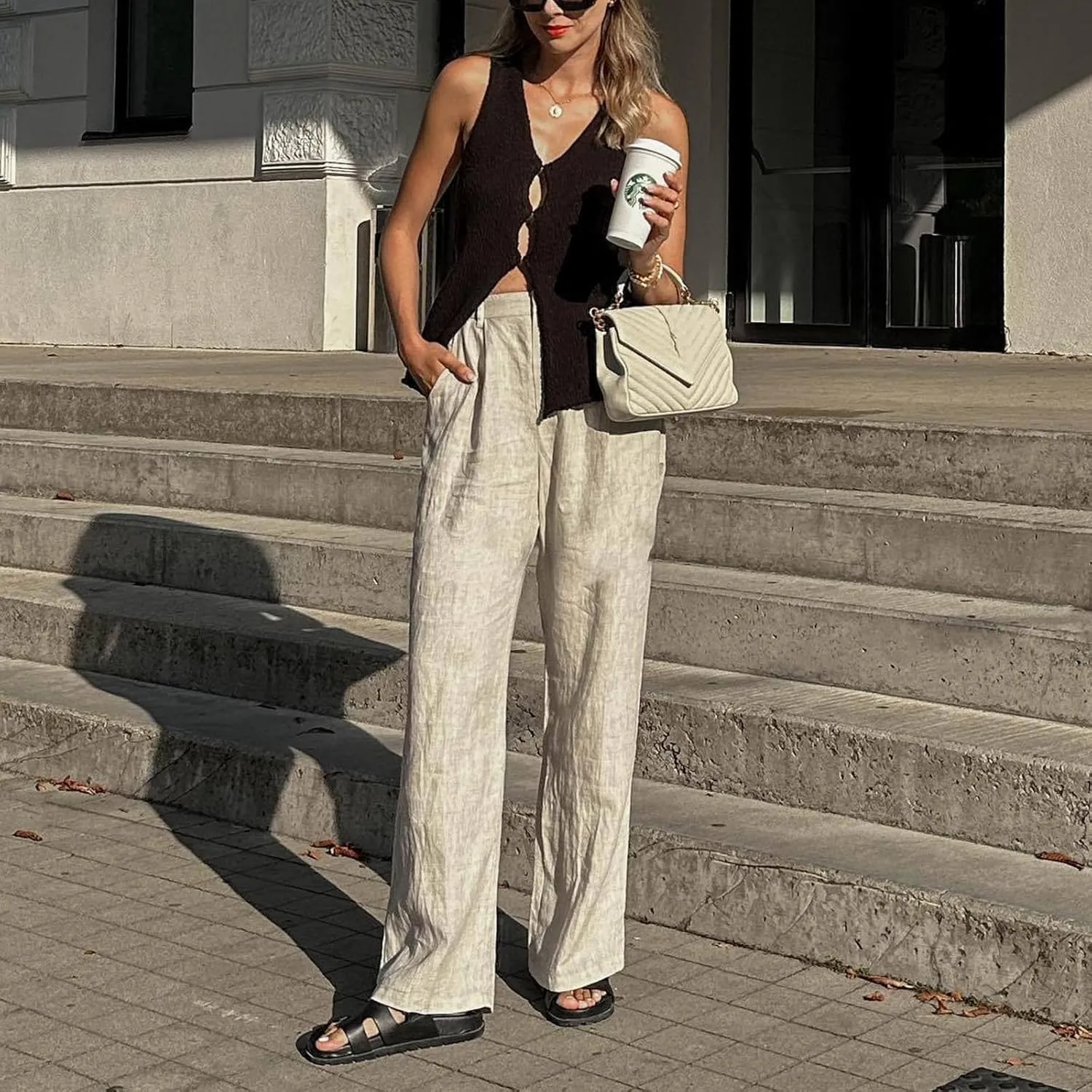 MOLERFO Knit Tank Tops Long Y2k Tie Front Vests Old Money Sleeveless Sweater Top Womens Vest Top