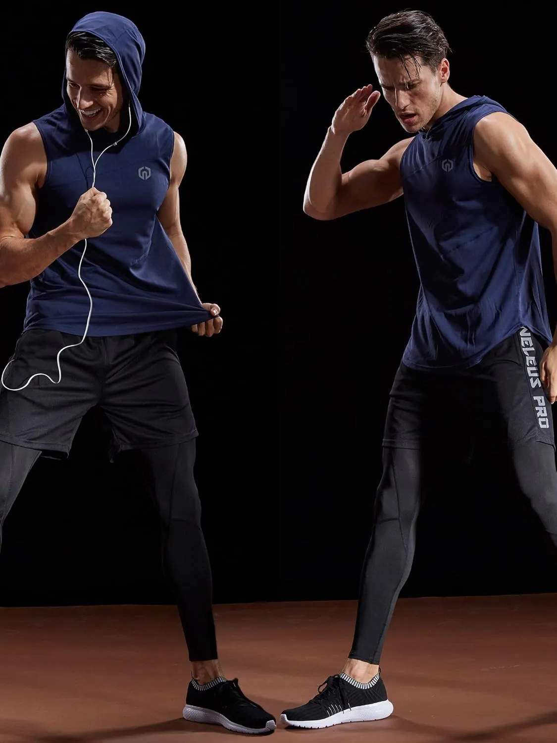 NELEUS Dry Fit Workout Athletic Muscle Tank Top Running Shirts with Hoods