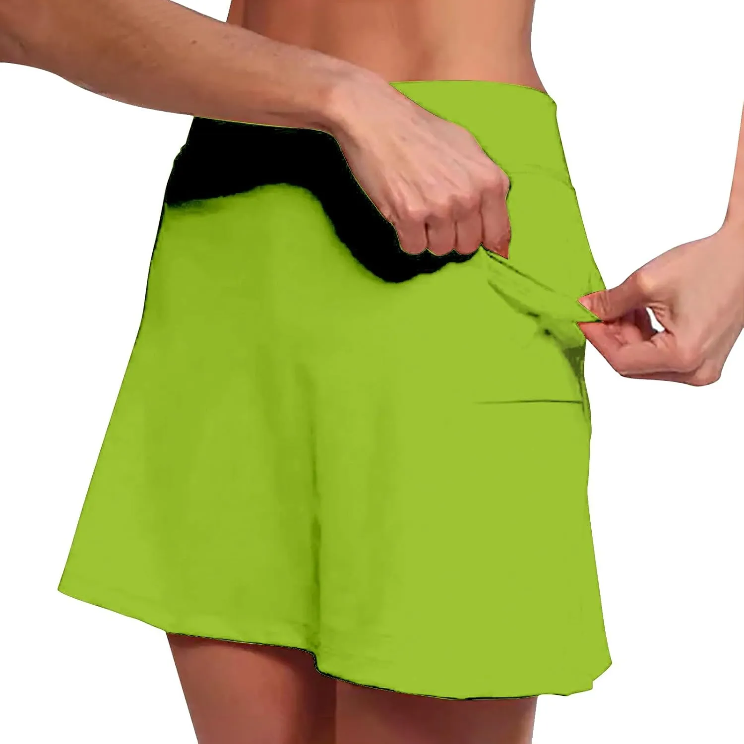 NREALY Athletic Yoga Culottes for Women Skorts for Women with Pockets Elastic Yoga Culottes for Women