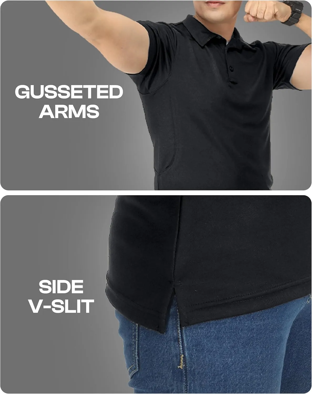 NY Threads Mens Polo Shirt Short Sleeves Quick Dry Performance Tactical Pique Jersey Golf Shirt