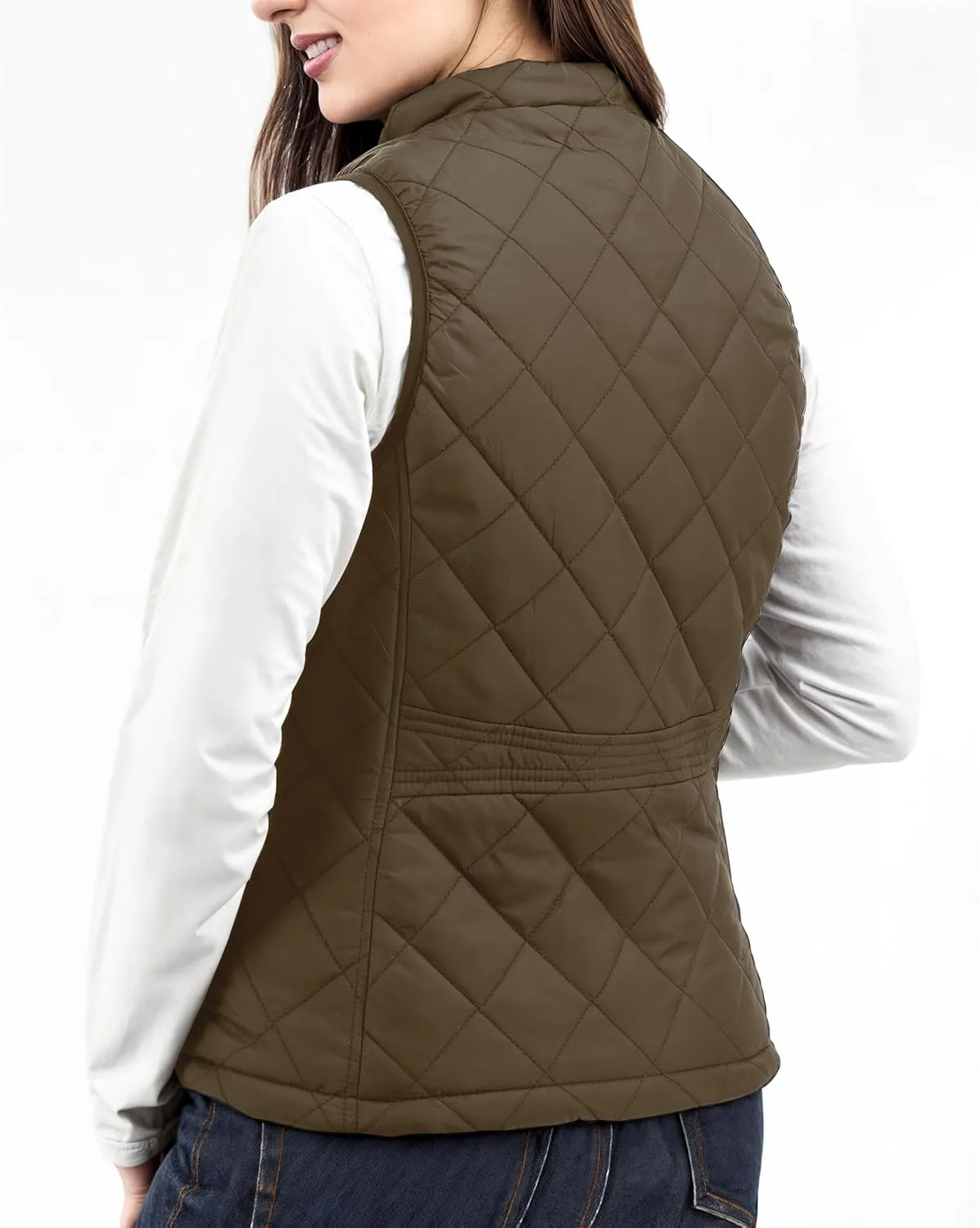 NY Threads Puffer Vest Women Slim Fit Lightweight Stand Collar Quilted Zip Puffer Vest