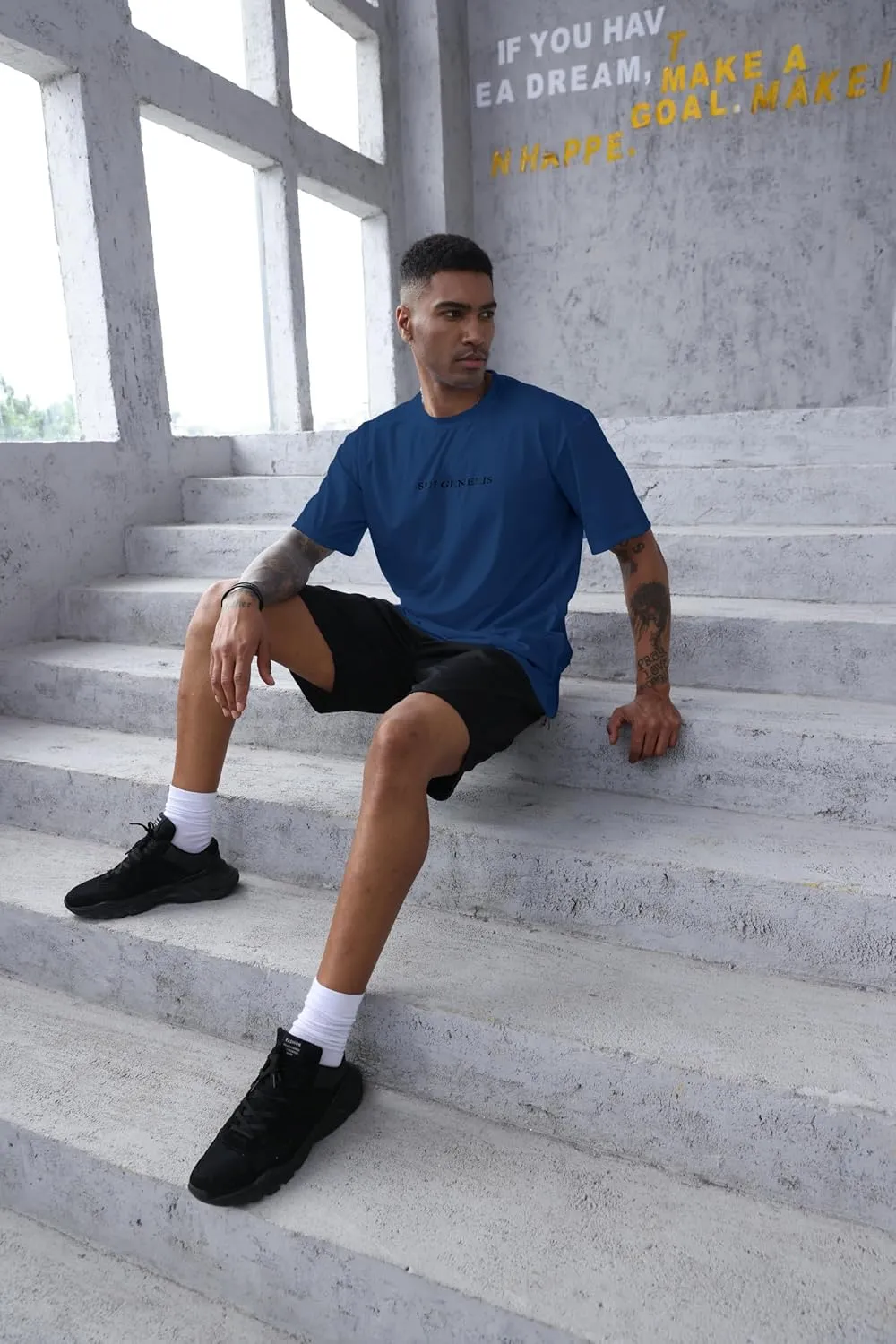Opomelo Men's Fashion Athletic T-Shirt Oversized Workout Short Sleeve Shirt Casual Crew Neck Cotton Tee
