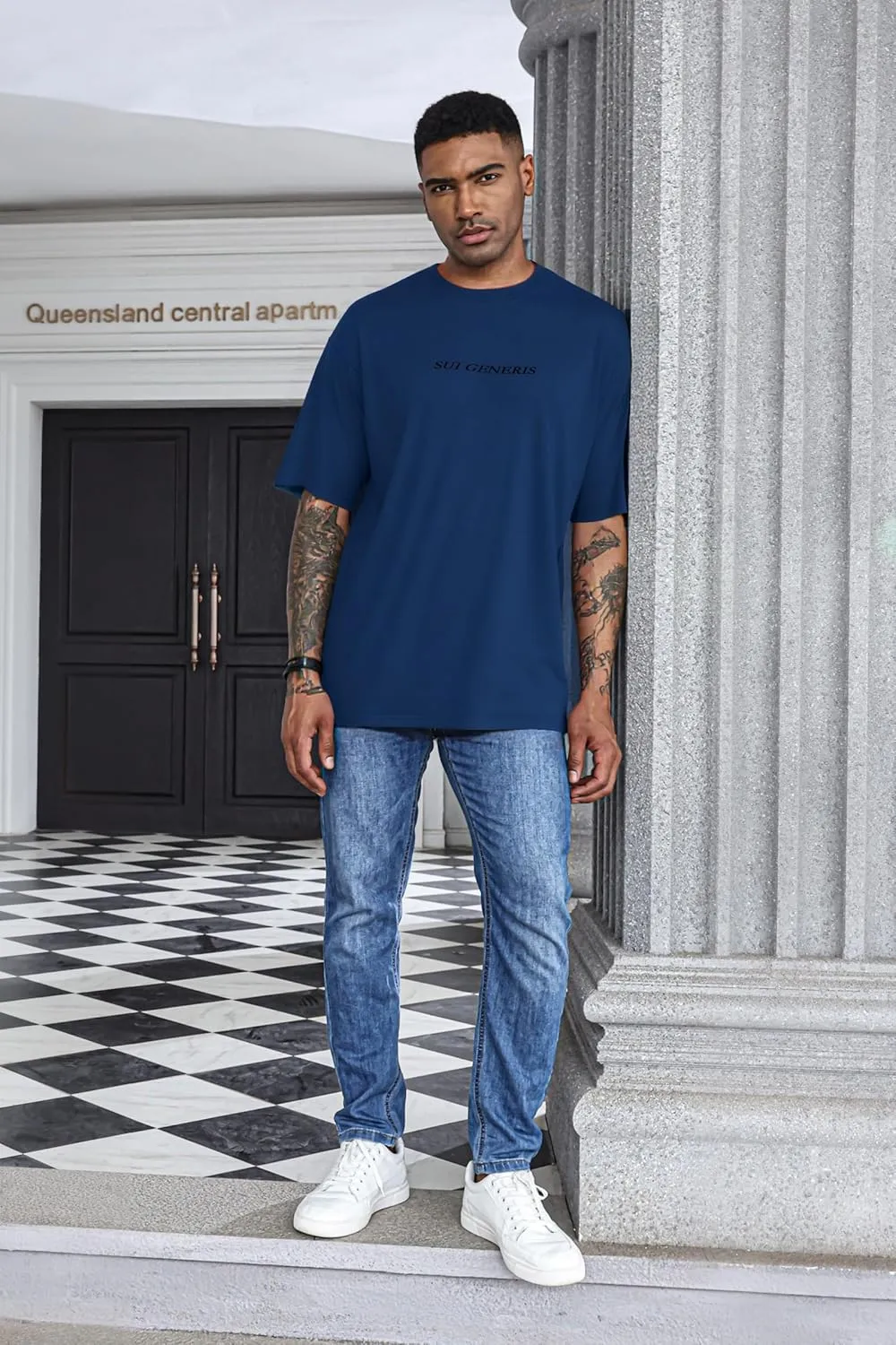 Opomelo Men's Fashion Athletic T-Shirt Oversized Workout Short Sleeve Shirt Casual Crew Neck Cotton Tee