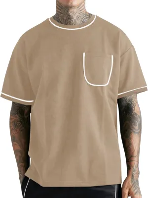 Opomelo Men's Fashion Oversized T-Shirt Athletic Workout Short Sleeve Shirt Casual Crewneck Tshirts with Pocket