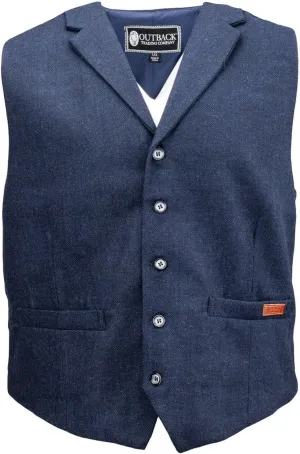 OUTBACK TRADING Men's Jessie Vest | Lightweight Button Down Wool Western Outdoor Vest with Adjustable Back Slide Belt