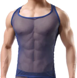 OUYE Men's Mesh See-Through Tank Top Vest